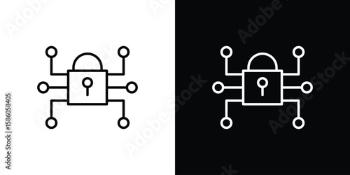 Digital Locked icon For your design, logo. Vector illustration. Editable Stroke.