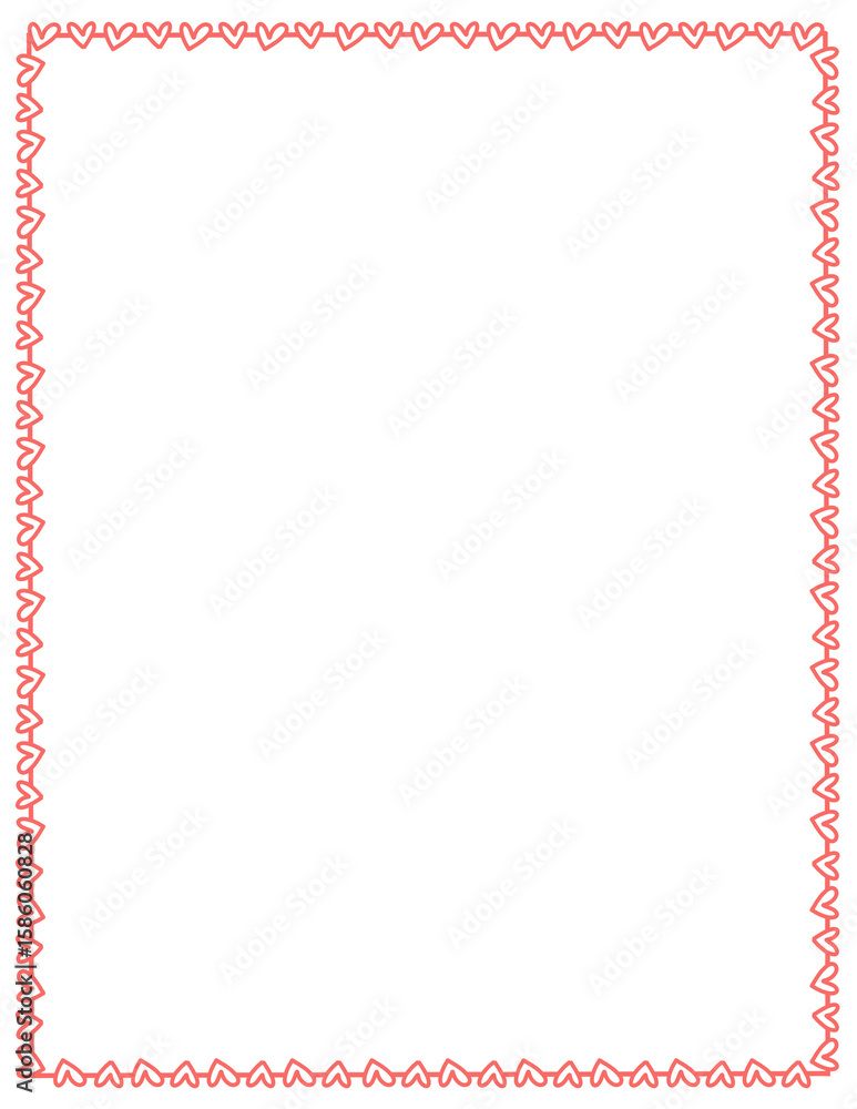 Obraz premium Valentine’s day border frame. love heart doodle border. doodle borders and frames. Hand drawn borders clipart.