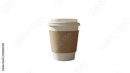 Isolated To-Go Coffee Cup Mockup with Sleeve and Lid – Transparent Background