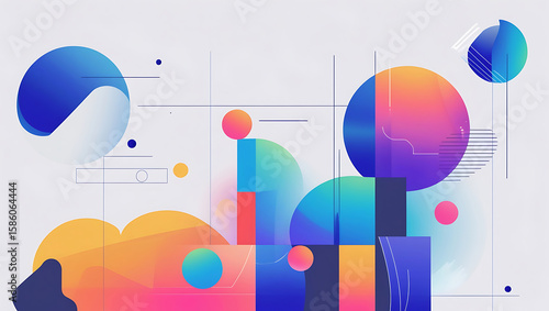 Minimalist Geometric Layout with Gradient Spheres and Grid Lines