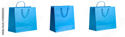 Blue shopping bags on a transparent background, PNG 