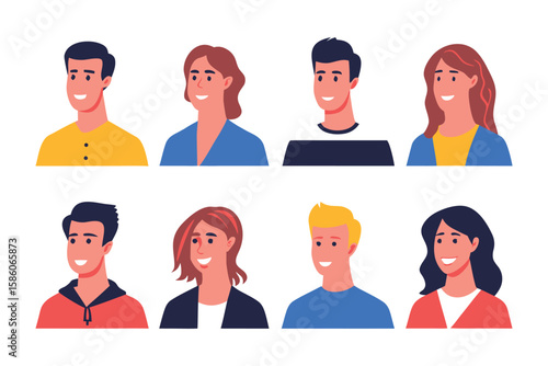 Diverse Portraits: A collection of diverse, smiling faces, each exuding individuality and character. showcasing of inclusivity and representation.