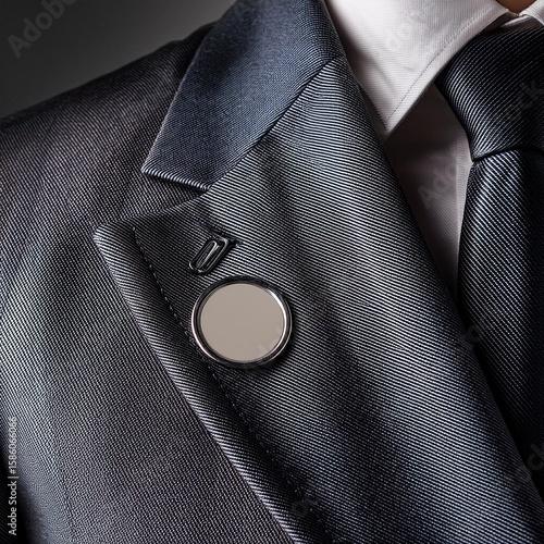 Elegant Suit Lapels with Blank Round Pin Badges Ideal for Mockup