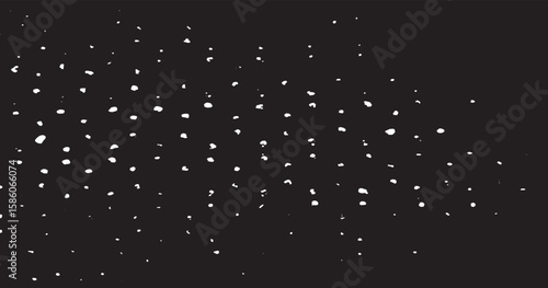 Monochrome texture composed of irregular graphic elements. Distressed uneven grunge background. Abstract vector illustration. Overlay for interesting effect and depth. Isolated on white background.