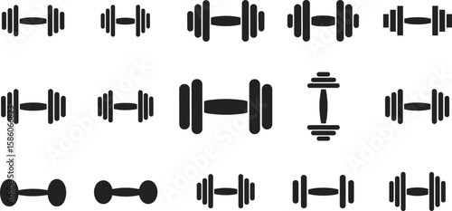 Dumbbell icons fitness equipment workout weights exercise