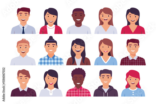 Smiling Faces of Diversity: A diverse collection of individuals, each with their unique features and expressions, offers a glimpse into the beauty of human diversity and individuality.