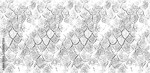 Monochrome texture composed of irregular graphic elements. Distressed uneven grunge background. Abstract vector illustration. Overlay for interesting effect and depth. Isolated on white background.
