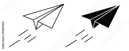 paper airplane icon set vector isolated on white background. flying plane icon. send symbol. message icon