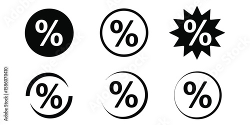 Collection of percent icon symbol vector isolated on white background 