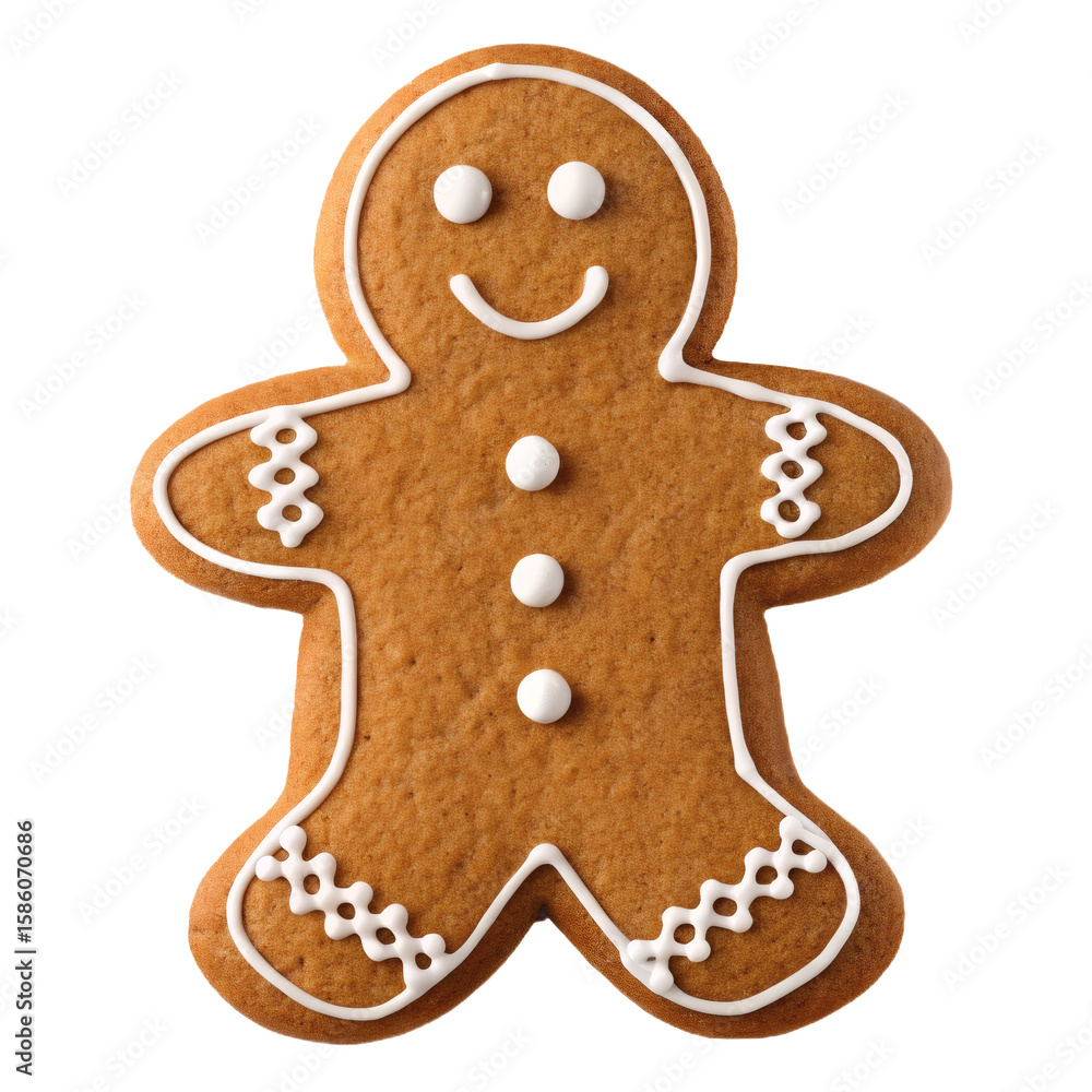 Fototapeta premium Gingerbread cookie decorated with icing for festive celebration