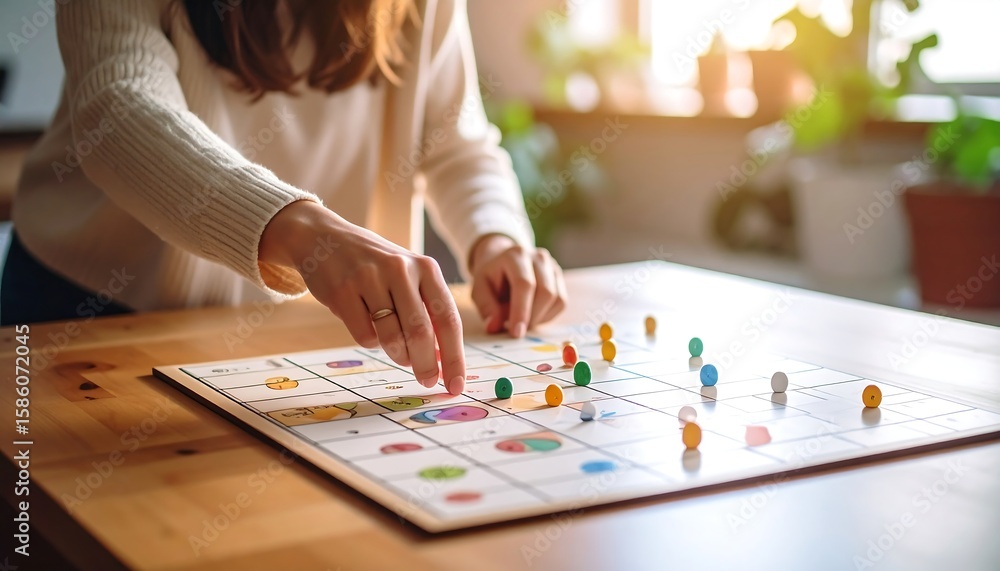 Fototapeta premium Close-up of woman playing a strategy board game