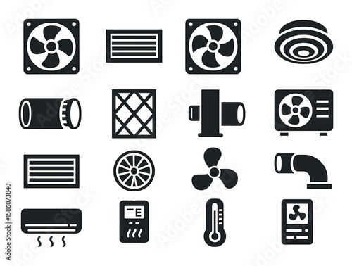 ventilation fan, air vent, exhaust fan, ceiling vent, duct, air filter, blower, HVAC unit, grille, diffuser, fan blade, ventilation pipe, air conditioner, air purifier
