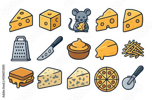 cheese slice, cheese cube, cheese block, cheese wedge, cheese holes, cheese grater, cheese knife, mouse nibbling cheese, cheese platter, cheese sandwich, cheese dip