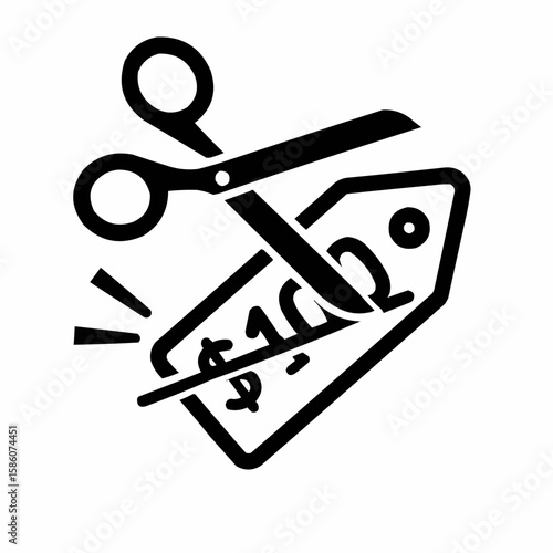 Scissor cut through original price. Dramatic reduction