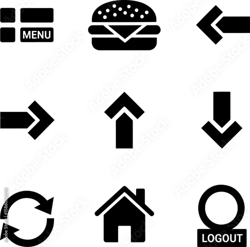 Enhance your website with these modern and intuitive navigation icons for seamless user experience, transparent background