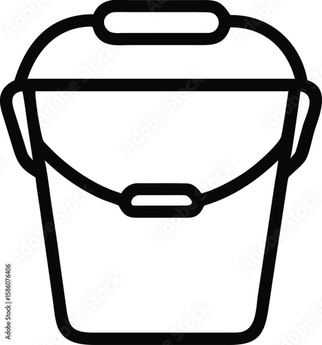 Simple outline drawing of a bucket with a handle for various design needs