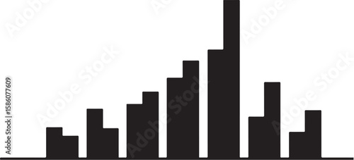 Abstract Bar Graph Silhouette Displaying Data Trends and Statistical Analysis with a Minimalist Design for Informational Visualizations and Business Presentations