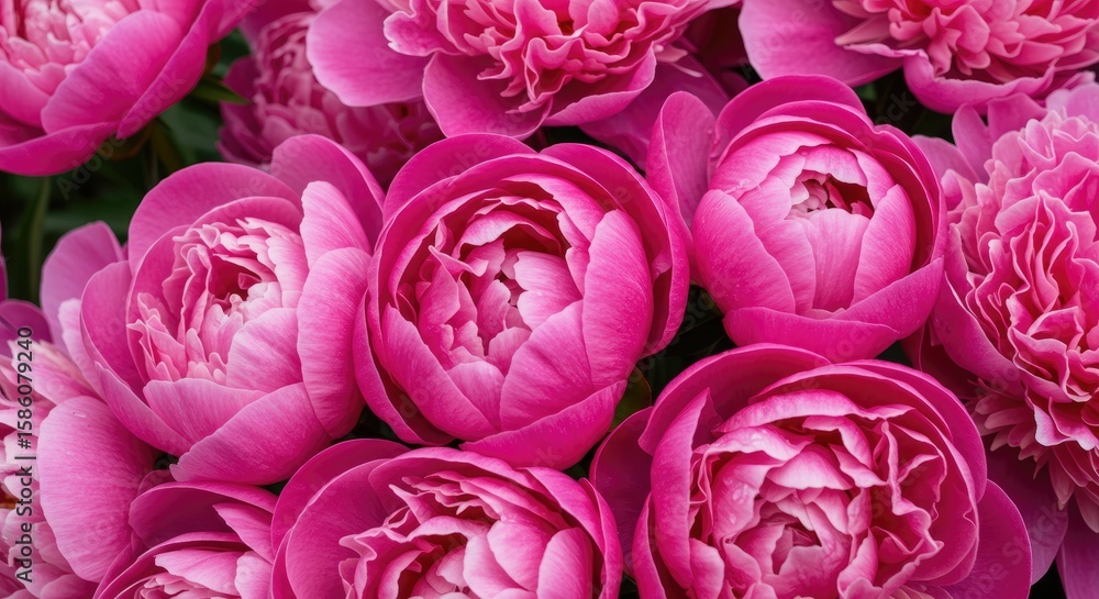 Obraz premium Lush Pink Peonies: Close-Up of Blooming Flowers, Vibrant Petals, Floral Beauty.