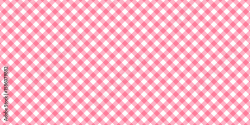 Pink Gingham pattern. Texture from rhombus/squares for - plaid, tablecloths, clothes, shirts, dresses, paper, bedding, blankets, quilts and other textile products. Vector illustration.
