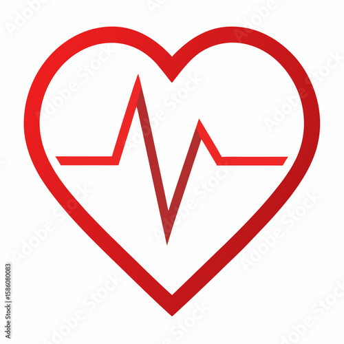 Red heart with ekg line symbolizing health and life isolated on white background