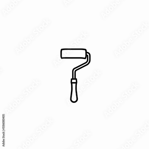 Paint roller in minimalist style on white background for painting tool concept
