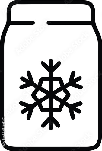 Simple outline icon of container with snowflake, symbol of deep freeze