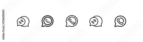 Four simple line art icons depicting different communication options This image showcases four simple line art icons representing different communication methods, likely for social media 