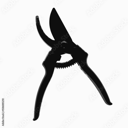 Black Garden Pruner Silhouette Vector - Gardening & Landscaping Tool Graphic for Design