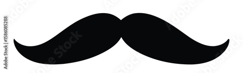 Curled handlebar mustache silhouette with upward-curling ends, symbolizing vintage style, grooming, and masculine identity on white background
