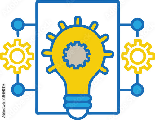 Innovative Technology Icon with Lightbulb and Gear