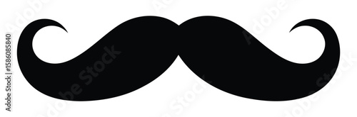 Classic handlebar mustache silhouette with upward-curling ends, symbolizing vintage fashion, grooming, and masculine style on white background