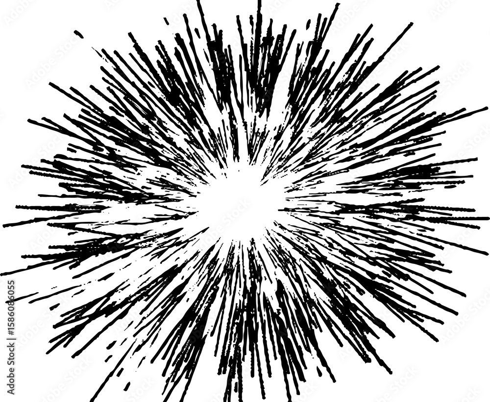 Naklejka premium Circular starburst explosion texture. Distressed uneven grunge background. Abstract illustration.