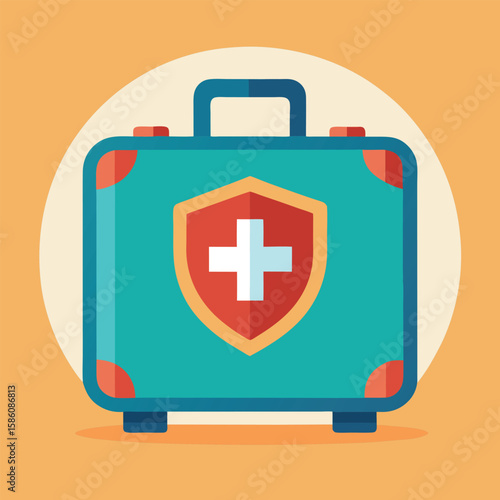 Travel bag with medical cross and shield