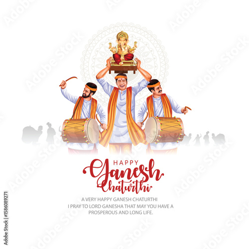 Lord Ganpati on Ganesh Chaturthi background. abstract vector illustration design