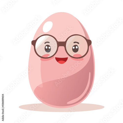 Cute librarian jellybean with glasses flat vector