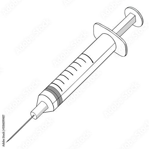 Realistic syringe illustration representing medical tools and healthcare procedures.