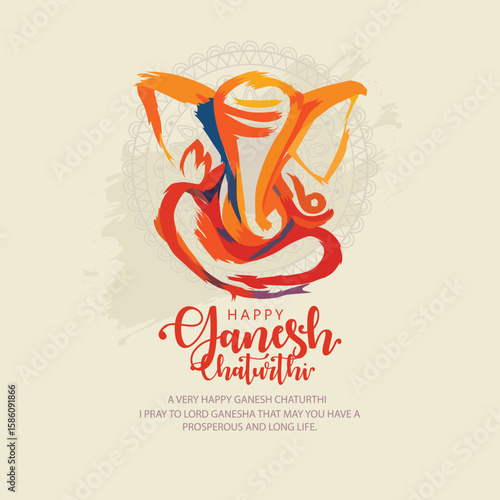 Lord Ganpati on Ganesh Chaturthi background. abstract vector illustration design