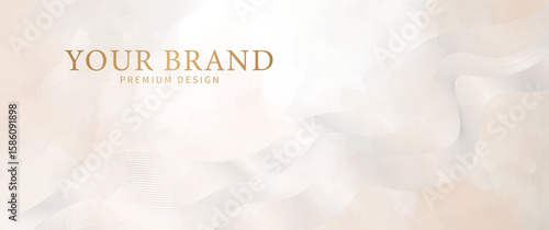  Premium vector watercolor art background for wedding card, invitation, banner, gift certificate, gift card. Luxury elegant golden horizontal fashionable minimalist template.