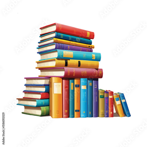 stack of colorful books