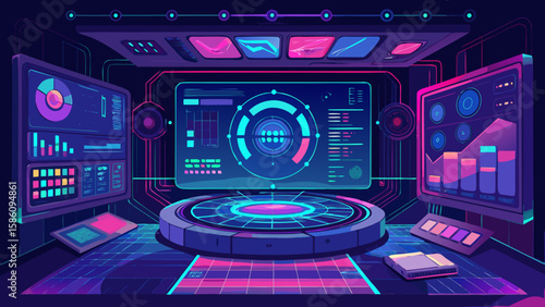 Futuristic Sci-Fi Control Panel Interface Vector