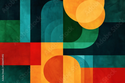 Abstract Geometric Composition with Bold Colors and Shapes