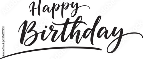 Vector art of happy birthday greeting in stylish calligraphy with underline
