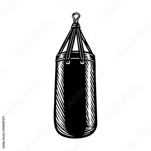 Punching bag vector illustration: heavy bag for boxing, kickboxing and mma training equipment