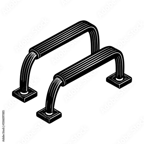 Find black parallel bars for calisthenics workout equipment and fitness training at home or gym exercise
