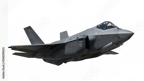 F-35 Lightning II in Flight Pose with Retracted Landing Gear on White Background