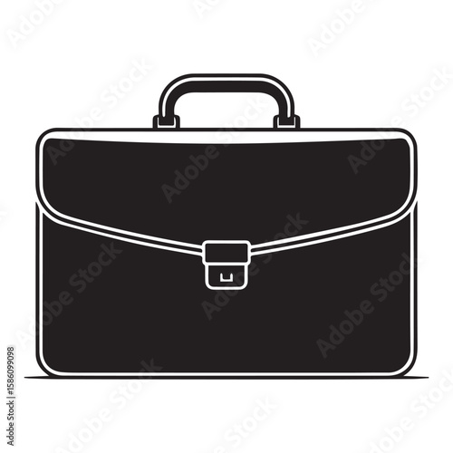 Vector art of a black briefcase isolated on white background