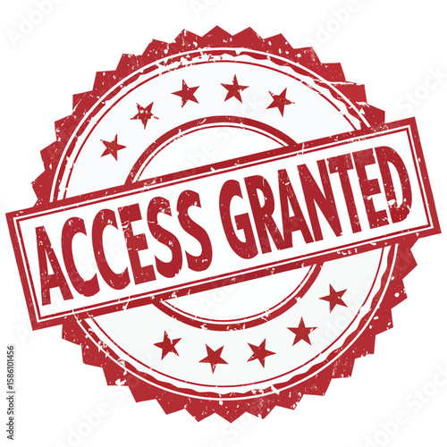 Access Granted Stamp: Red Grunge Seal, Permission Approved, Authorization, Security, Membership, Verified, Authenticated