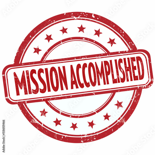 Mission Accomplished Stamp: Red Grunge Texture for Success & Achievement Graphics