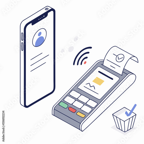 Mobile Payment  Vector Illustration AI Generated Fast Food Courier Graphic 