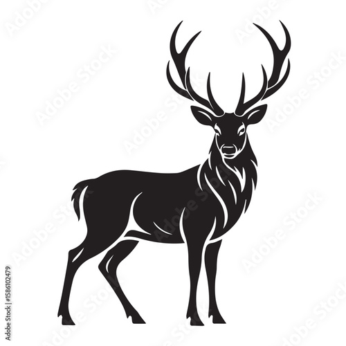 Vector art of a majestic stag silhouette isolated on white background